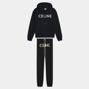 Celine Tracksuit In Cotton Fleece-Black/White 2