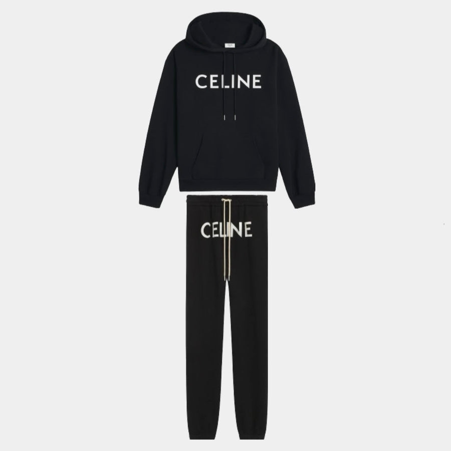 Celine Tracksuit In Cotton Fleece-Black/White 2