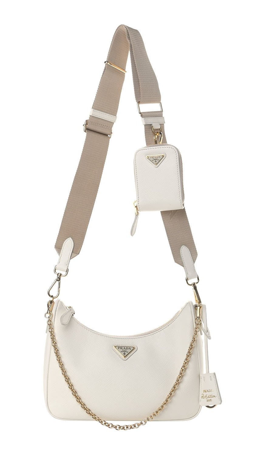 PRADA Nylon and Saffiano Leather Re-Edition 2005 Shoulder Bag "White"