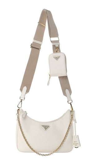 PRADA Nylon and Saffiano Leather Re-Edition 2005 Shoulder Bag "White" 2