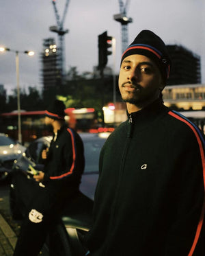 Corteiz Knit Zip Up Fleece- Black/Blue/Red 3