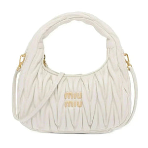 MIU MIU Wander Mini Shoulder Bag in Matelassé Nappa Leather "White" 1
