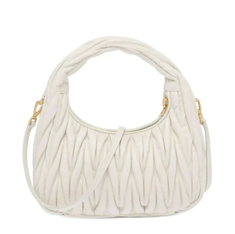 MIU MIU Wander Mini Shoulder Bag in Matelassé Nappa Leather "White"