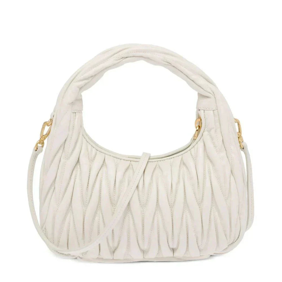 MIU MIU Wander Mini Shoulder Bag in Matelassé Nappa Leather "White" 2