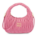 MIU MIU Wander Mini Shoulder Bag in Matelassé Nappa Leather "Pink"