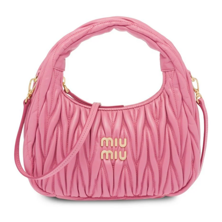 MIU MIU Wander Mini Shoulder Bag in Matelassé Nappa Leather "Pink" 1