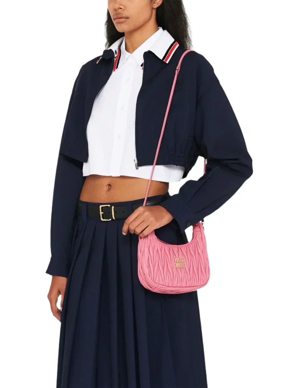 MIU MIU Wander Mini Shoulder Bag in Matelassé Nappa Leather "Pink"