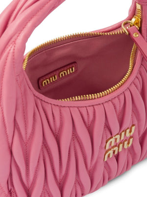 MIU MIU Wander Mini Shoulder Bag in Matelassé Nappa Leather "Pink" 4