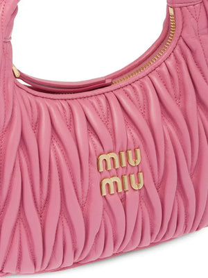 MIU MIU Wander Mini Shoulder Bag in Matelassé Nappa Leather "Pink" 3