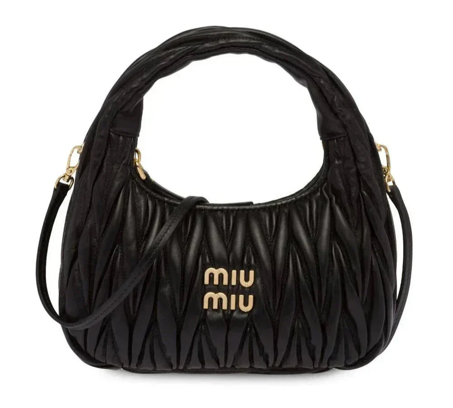 MIU MIU Wander Mini Shoulder Bag in Matelassé Nappa Leather "Black" 1