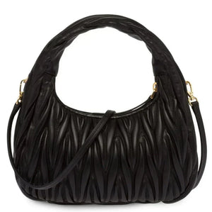 MIU MIU Wander Mini Shoulder Bag in Matelassé Nappa Leather "Black" 4