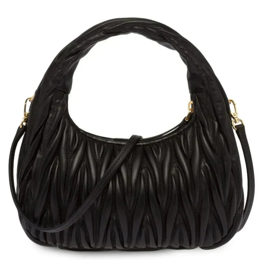 MIU MIU Wander Mini Shoulder Bag in Matelassé Nappa Leather "Black" 4