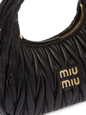 MIU MIU Wander Mini Shoulder Bag in Matelassé Nappa Leather "Black" 3