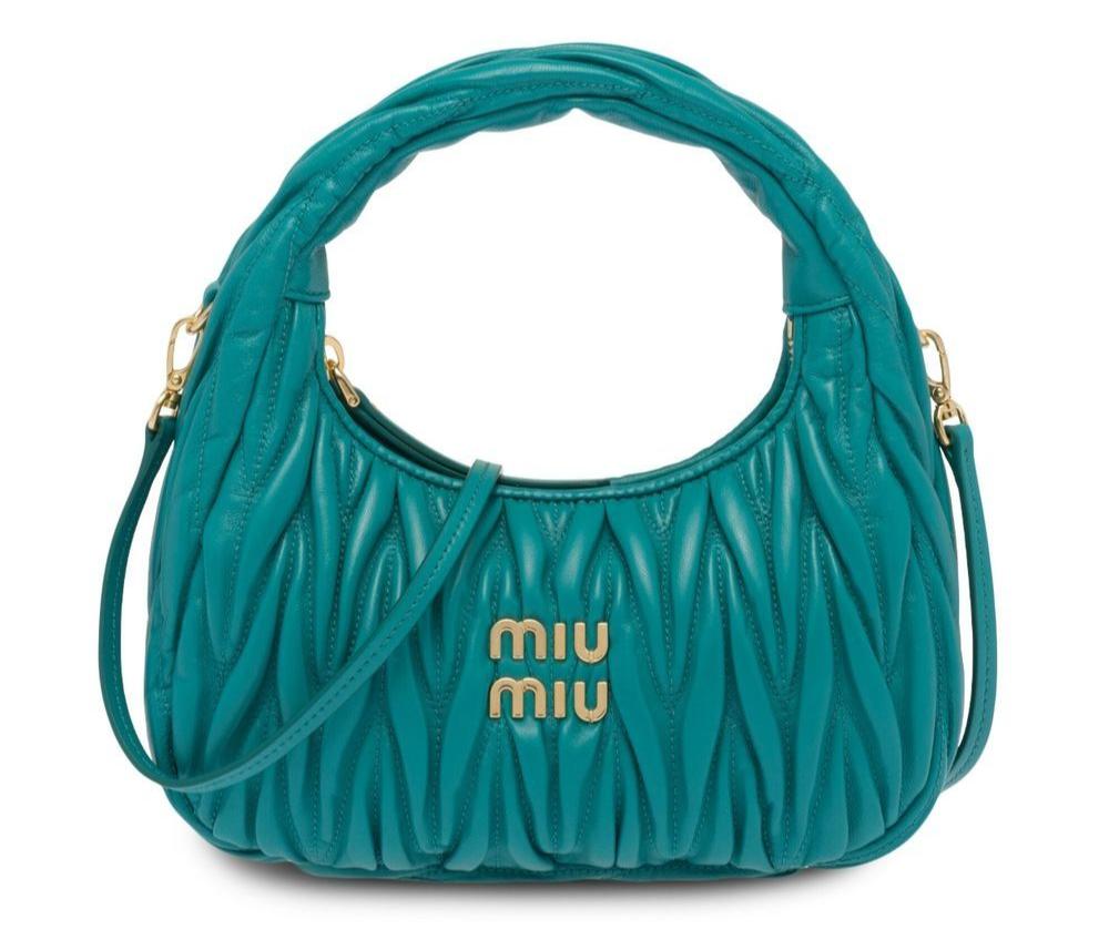 MIU MIU mini Wander matelassé "Peacock Blue"