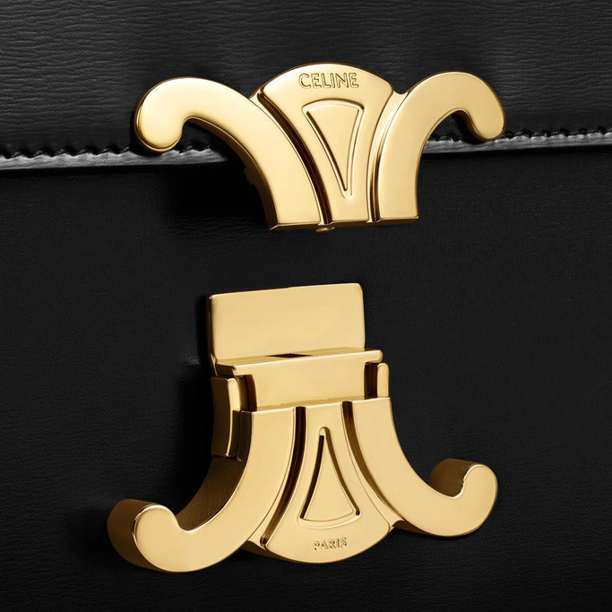 Celine Classique Triomphe Bag In Shiny Calfskin "Black" 5