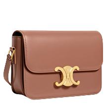 Celine Classique Triomphe Bag In Shiny Calfskin "Brown" 2