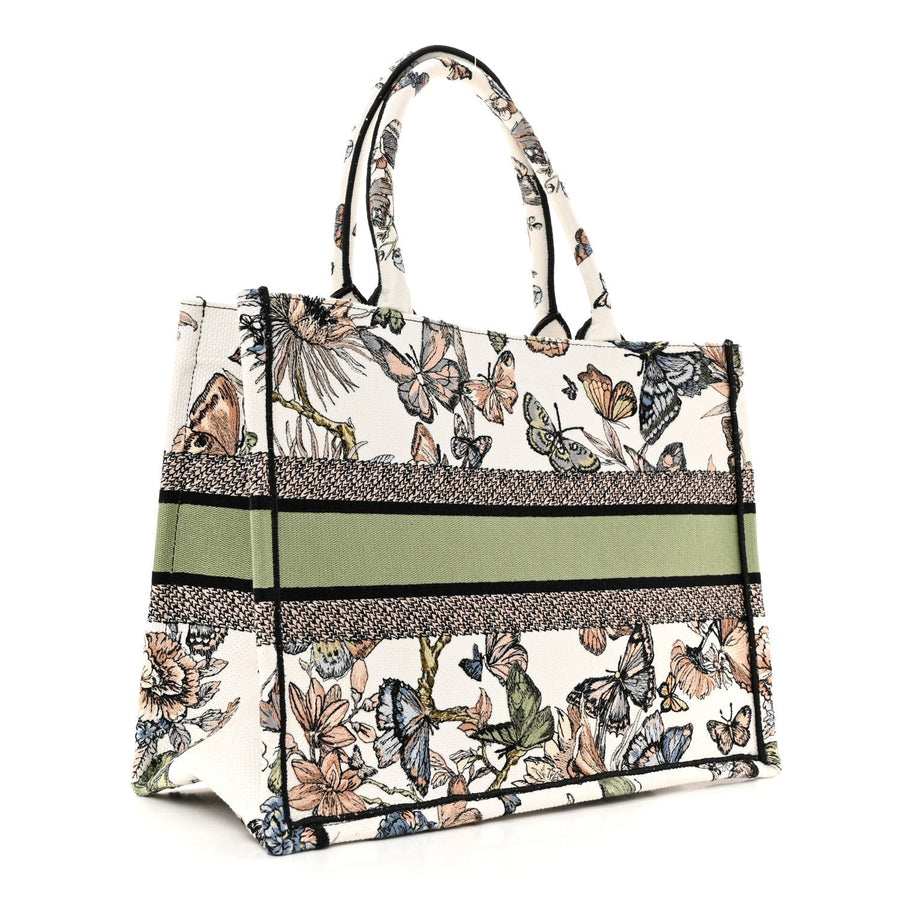 Christian Dior Canvas Embroidered Toile de Jouy Mexico Medium Book Tote White Multicolor 3