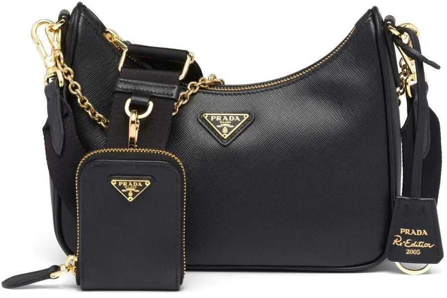PRADA Nylon and Saffiano Leather Re-Edition 2005 Shoulder Bag "Black" 1