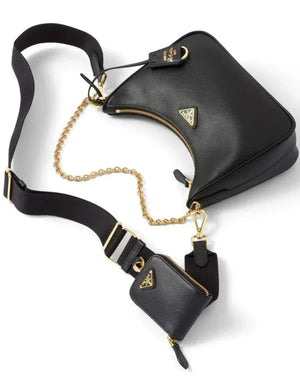 PRADA Nylon and Saffiano Leather Re-Edition 2005 Shoulder Bag "Black" 4