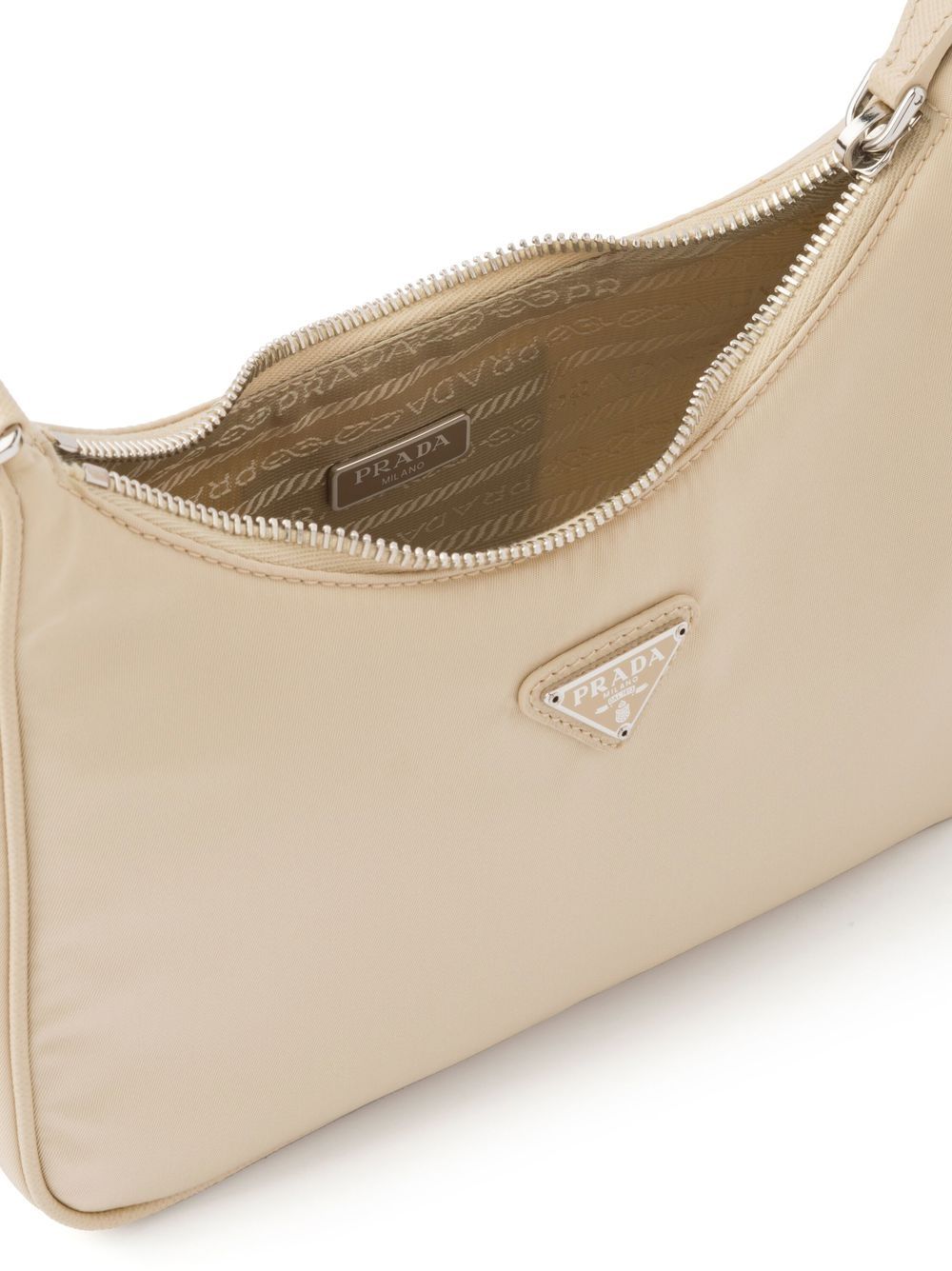 PRADA Nylon and Saffiano Leather Re-Edition 2005 Shoulder Bag "Beige"