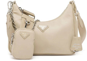 PRADA Nylon and Saffiano Leather Re-Edition 2005 Shoulder Bag "Beige" 1