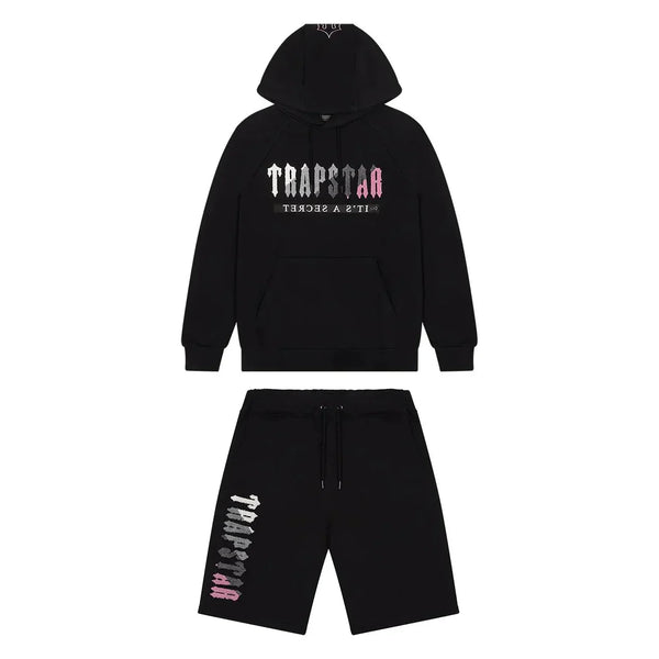 Black & Pink Chenille Decoded 2.0 Hooded Short Set