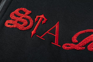 Trapstar Script Zip Through Hoodie Tracksuit- Black/Red 4