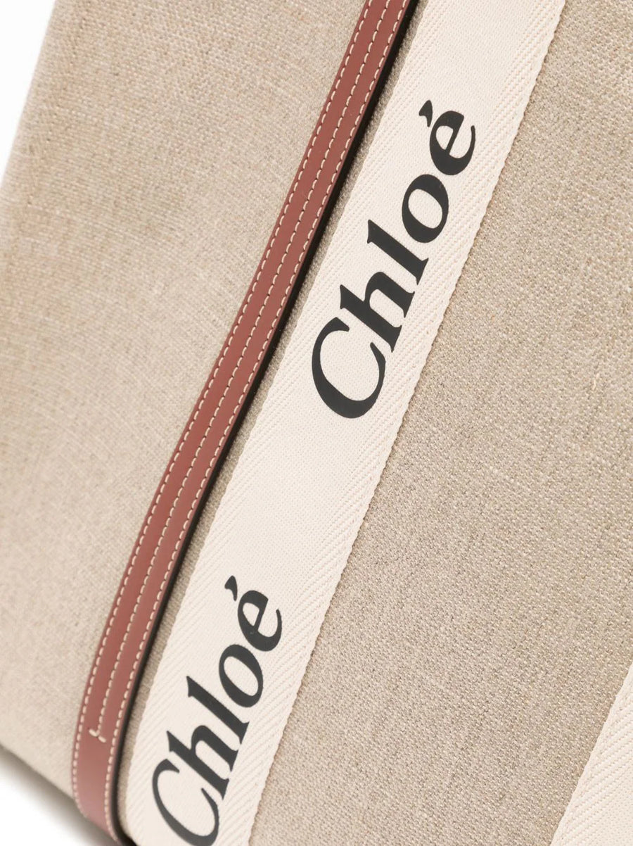 Chloé large Woody cotton tote bag 2