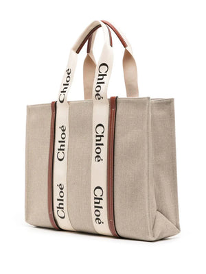 Chloé large Woody cotton tote bag 3