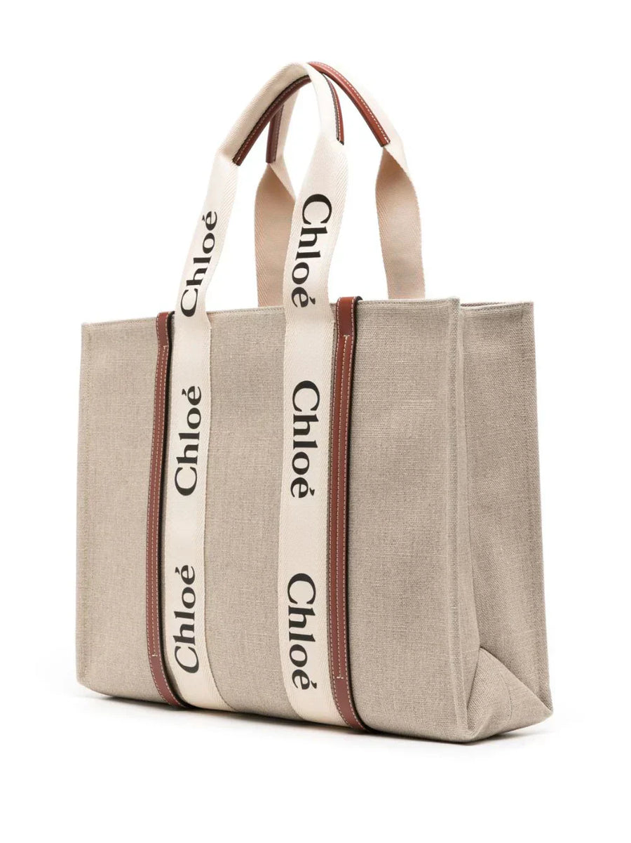 Chloé large Woody cotton tote bag 3
