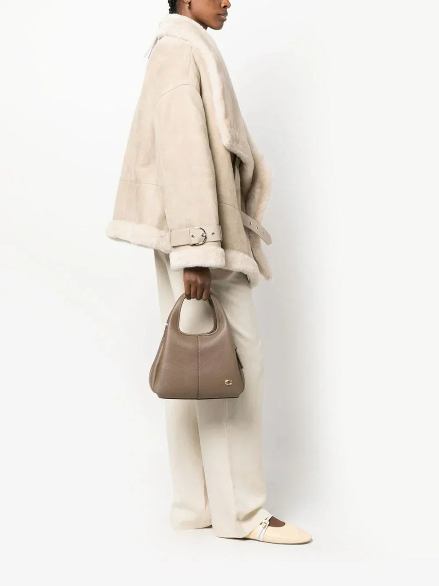 Coach Lana 23 pebbled leather shoulder bag "Stone Brown" 2