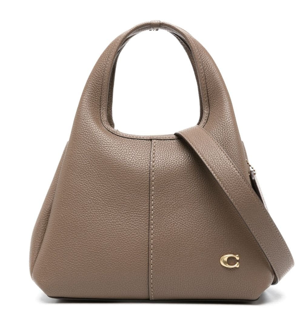 Coach Lana 23 pebbled leather shoulder bag "Stone Brown"