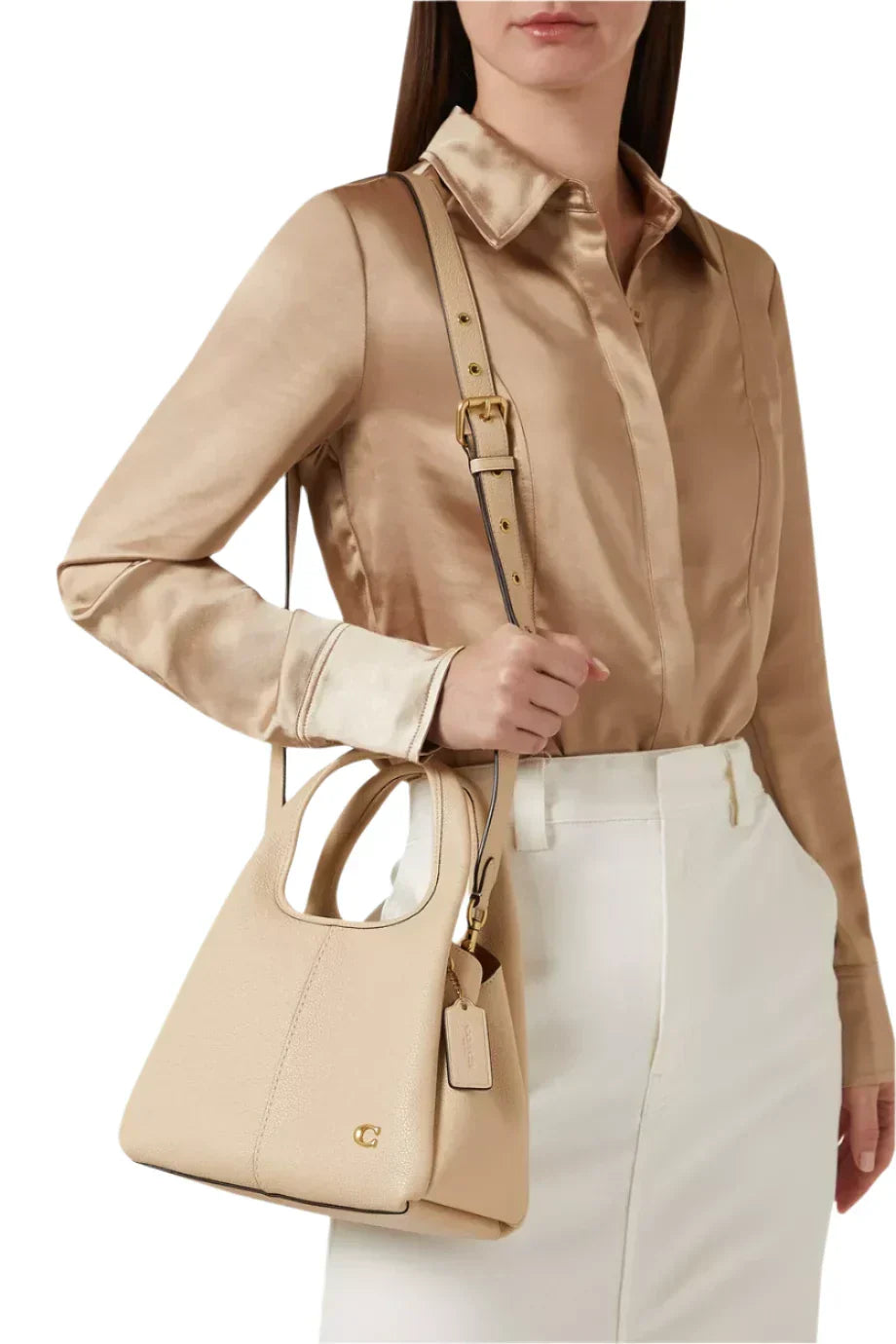 Coach Lana 23 pebbled leather shoulder bag "Ivory"