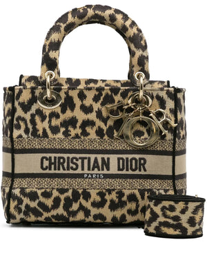 Christian Dior Canvas Medium Mizza Embroidered Lady D-Lite Beige Multicolor 5