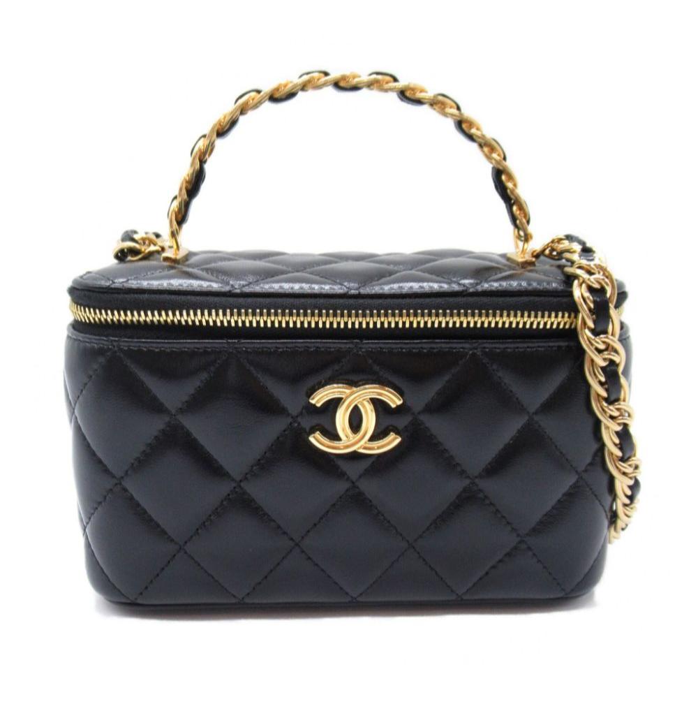 CHANEL diamond-quilted coin Vanity bag 'Black'