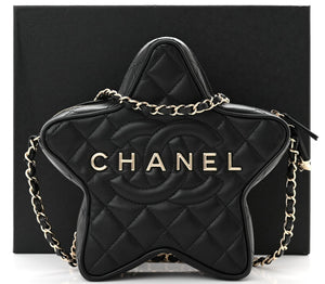 Chanel Lambskin Quilted Walk of Fame Star Bag "Black" 6