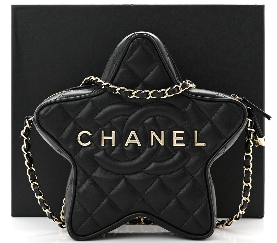 Chanel Lambskin Quilted Walk of Fame Star Bag "Black" 6