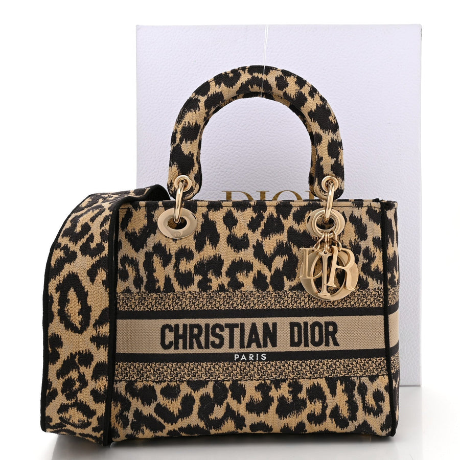 Christian Dior Canvas Medium Mizza Embroidered Lady D-Lite Beige Multicolor 7