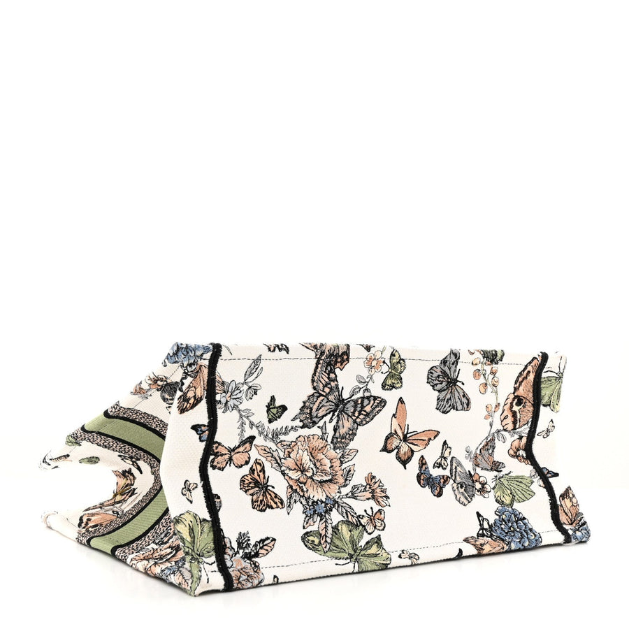 Christian Dior Canvas Embroidered Toile de Jouy Mexico Medium Book Tote White Multicolor 5