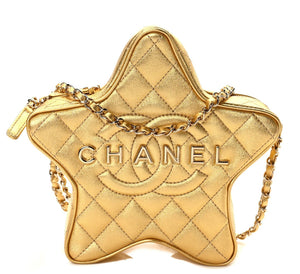 Chanel Lambskin Quilted Walk of Fame Star Bag "Gold" 1