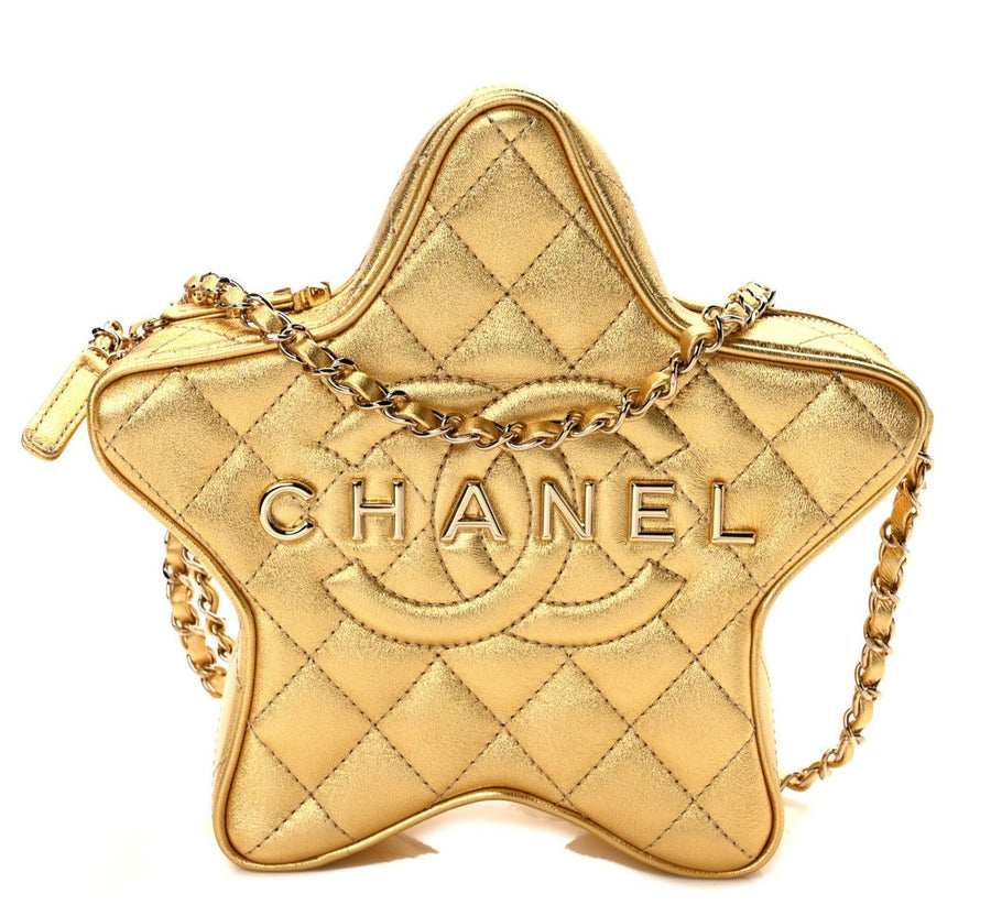 Chanel Lambskin Quilted Walk of Fame Star Bag "Gold" 1