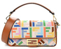 FENDI  Kuban Canvas Vitello King FF Embroidered Baguette Grezzo Multicolor