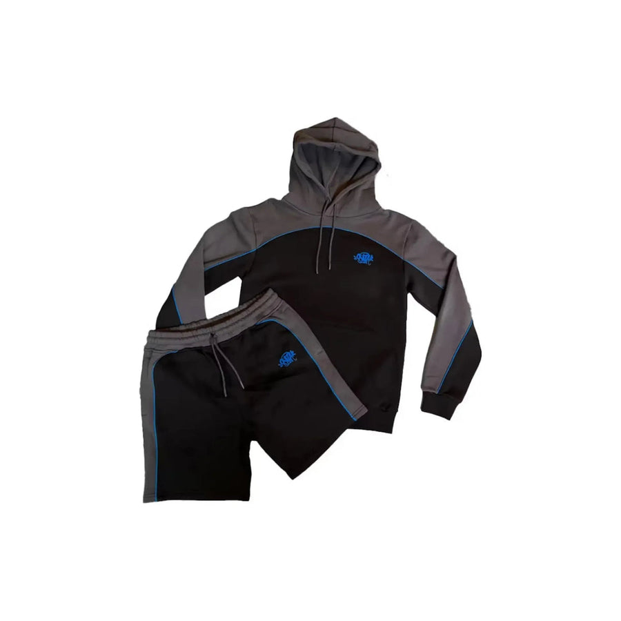 Syna World Pipe Hood and Short Set - Black/Grey/Blue 1