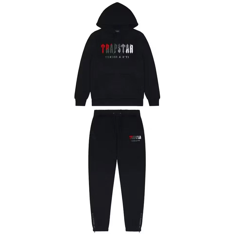 Trapstar Chenille Decoded Hoodie Tracksuit- Black/Red