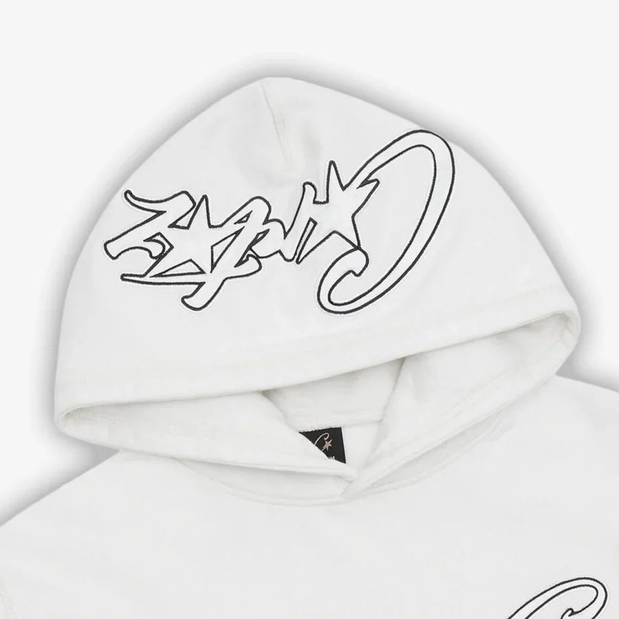 Corteiz C-Star Appliqué Hoodie- White 2