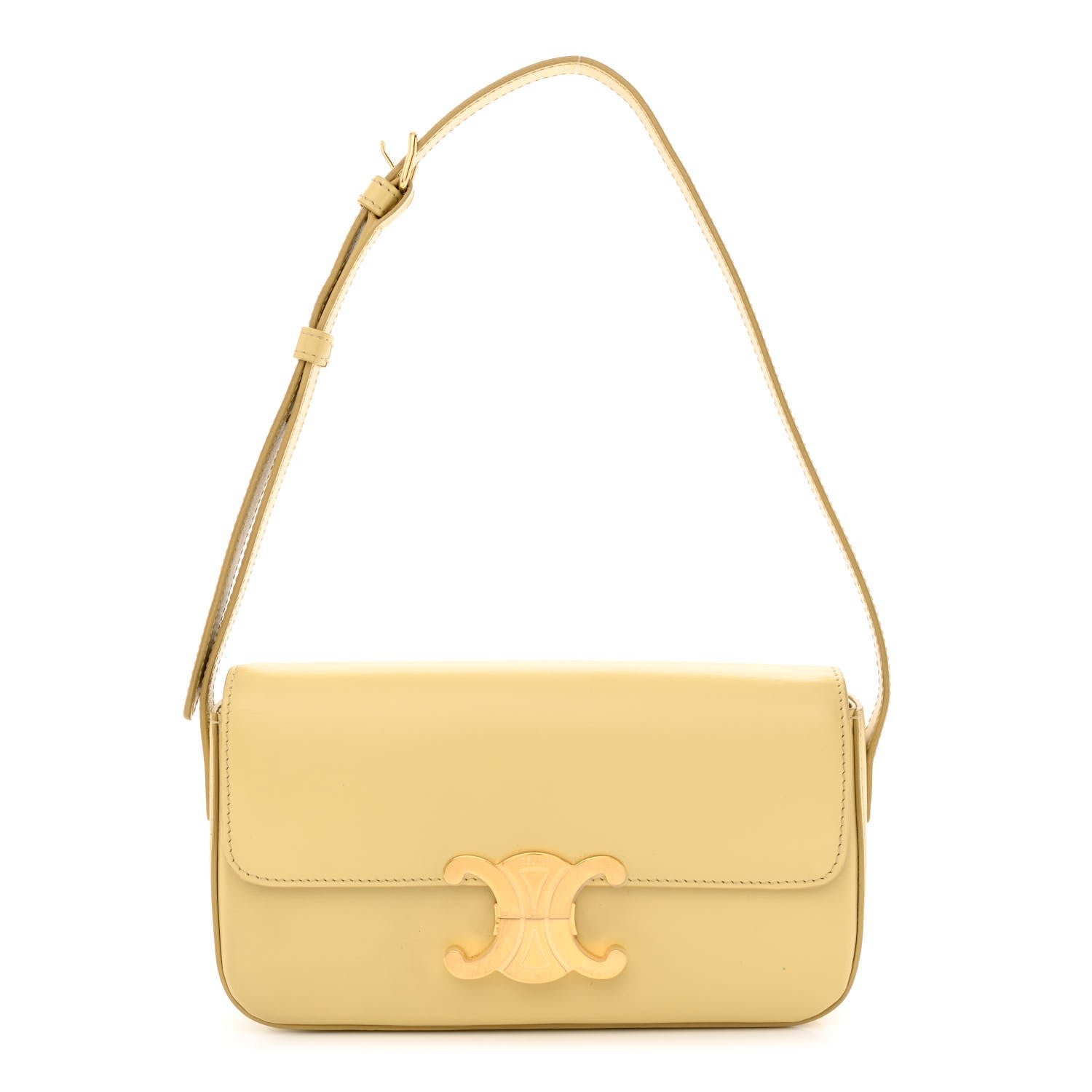 Celine Shiny Calfskin Triomphe Shoulder Bag "Papyrus"