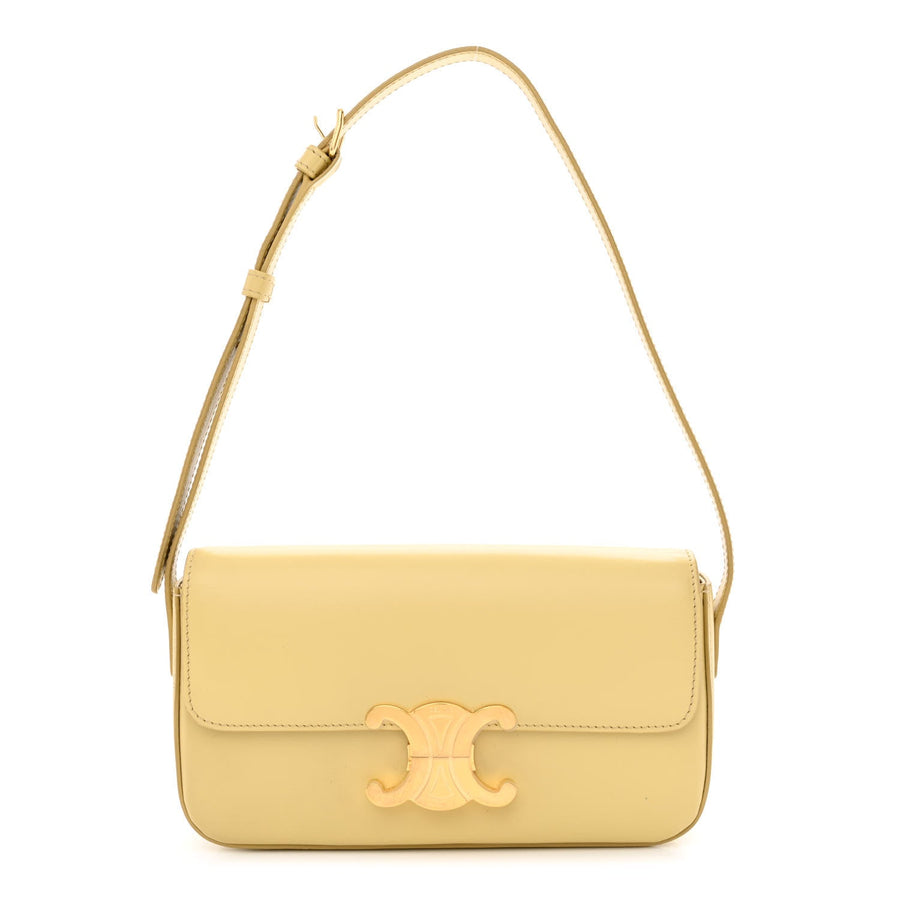 Celine Shiny Calfskin Triomphe Shoulder Bag "Papyrus" 2