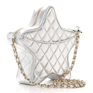 Chanel Lambskin Quilted Walk of Fame Star Bag "Silver" 5