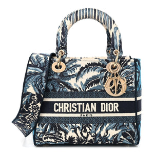 Christian Dior Canvas Embroidered Palm Tree Toile De Jouy Medium Lady "D-Lite Blue" 1