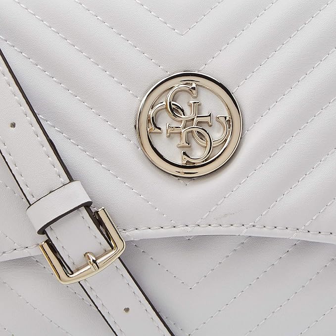 GUESS Blakely Top Handle Flap Sling Bag "White" 3